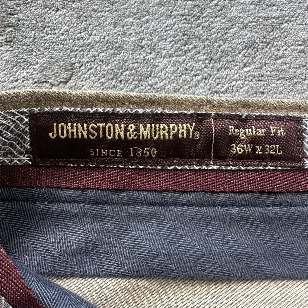 Johnston Murphy‎ Regular Fit Mens 36x32 Khaki Chinos Pants Pima Cotton Stretch